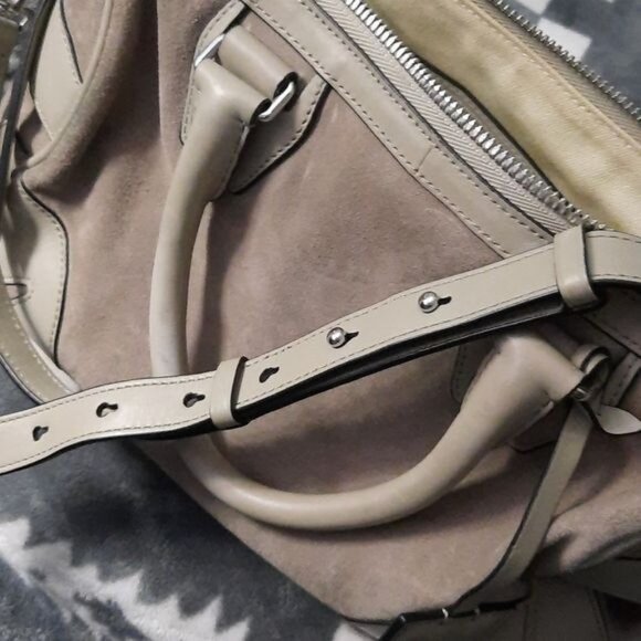 Rag & Bone Warm Grey Suede & Leather Small Flight Top Handle Crossbody Satchel - Picture 16 of 16